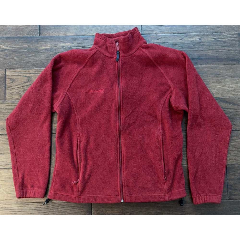 Columbia Sportswear Crimson Red Fleece Jacket Zip Up Womens Sz L Warm